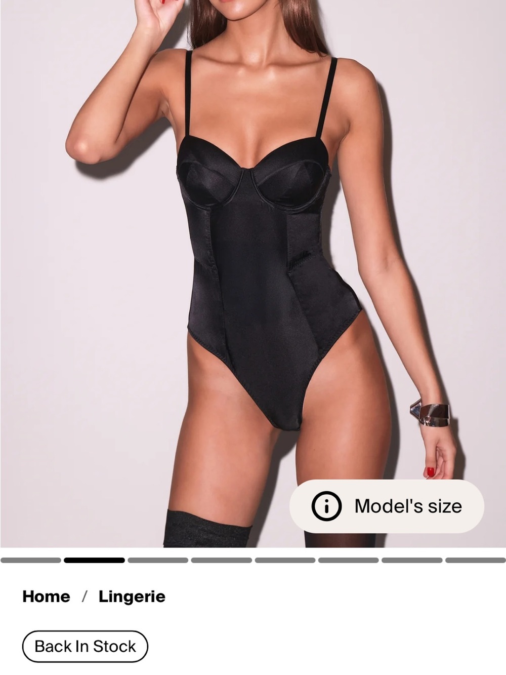 Fleur Du mal velour bullet Black Bodysuit with Thin Straps - Women's Intimates